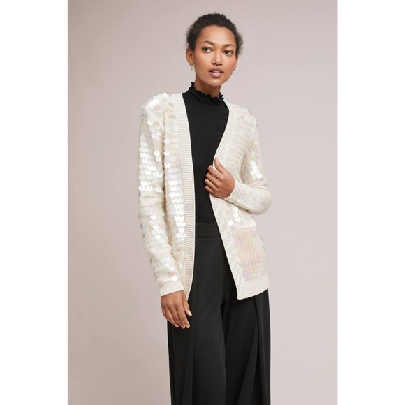Anthropologie Knitted & Knotted Sequined Cardigan - Picture 1 of 11